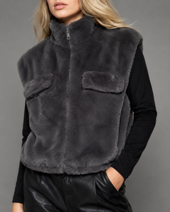 Chaqueta piel sin manga Anisa Taupe