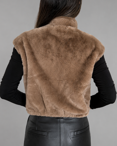 Chaqueta piel sin manga Anisa Beige