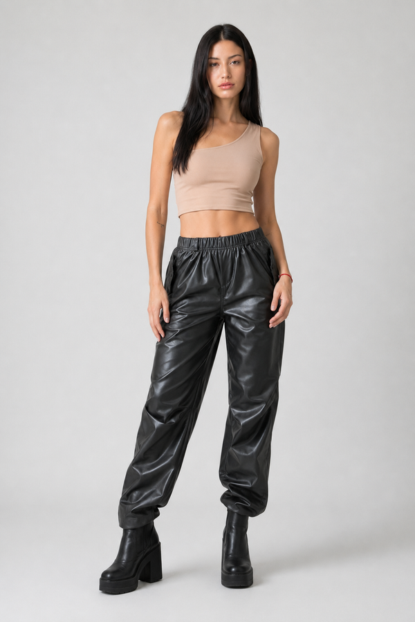 Pantalón Amaris Ecocuero Negro