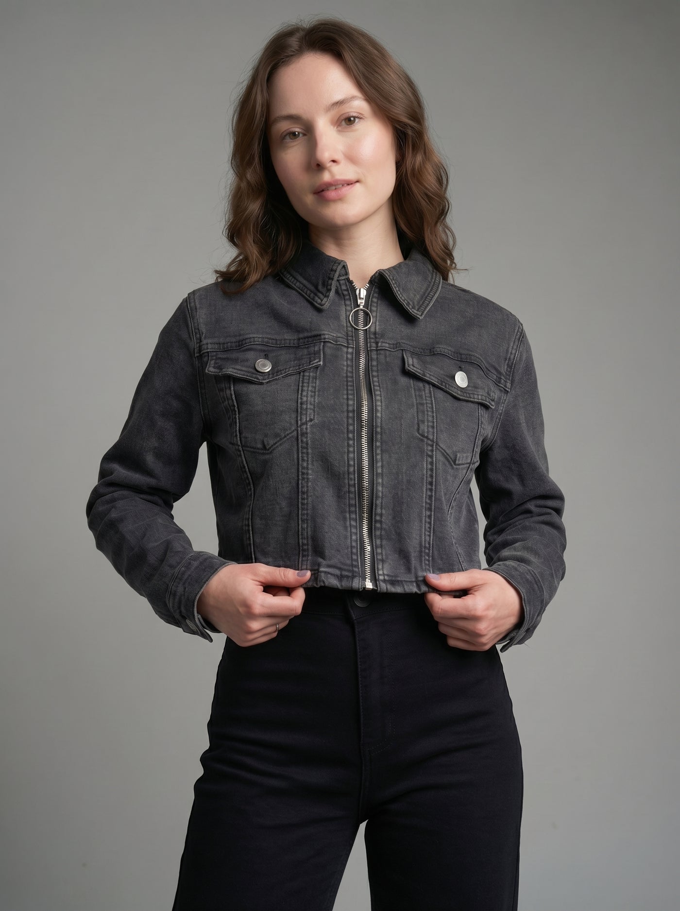 Chaqueta mezclilla Amun gris